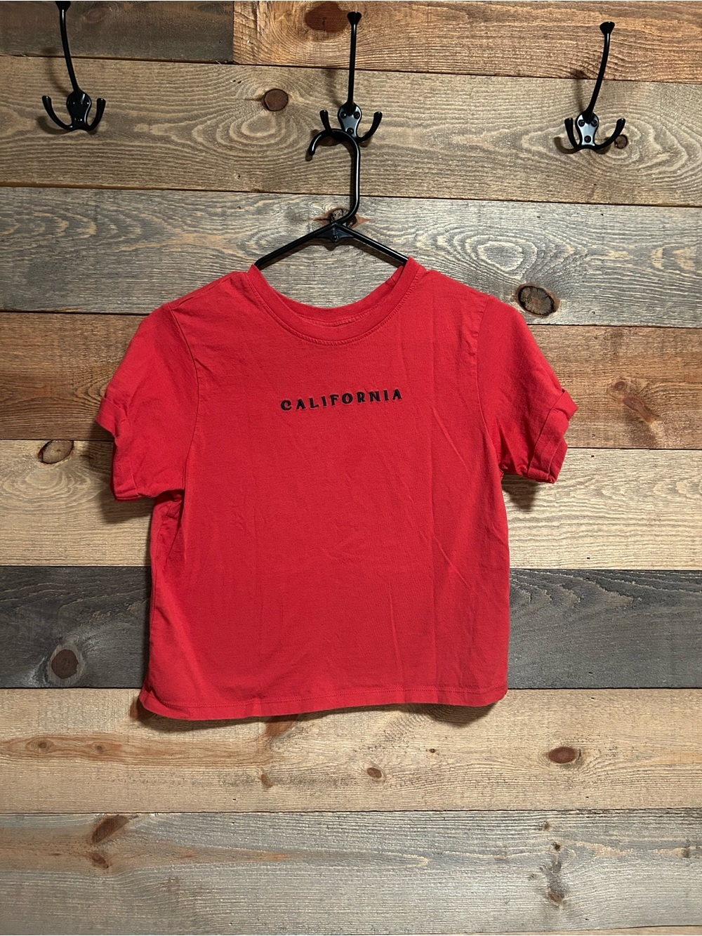 Cropped Vibe California Graphic Tee in Red